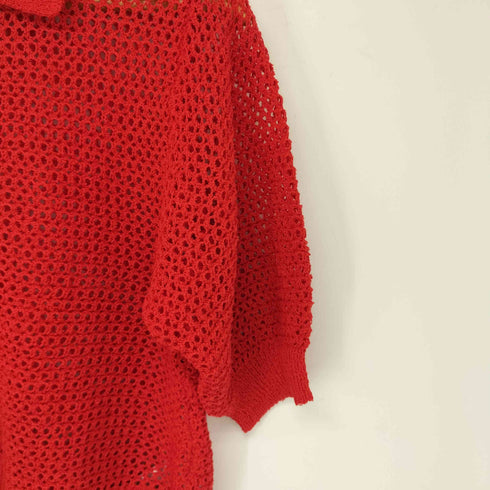 ショコラフィネローブ chocol raffine robe 襟付きメッシュ編みカーディガン レディース FREE